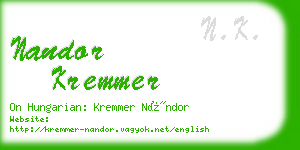 nandor kremmer business card